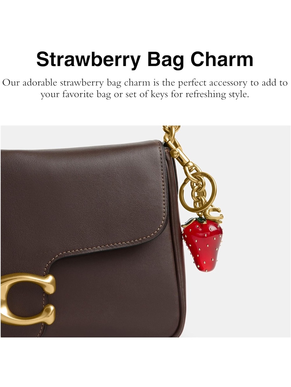 Coach Gold-Tone Red Strawberry Key & Bag Charm - New - Picture 2 of 4